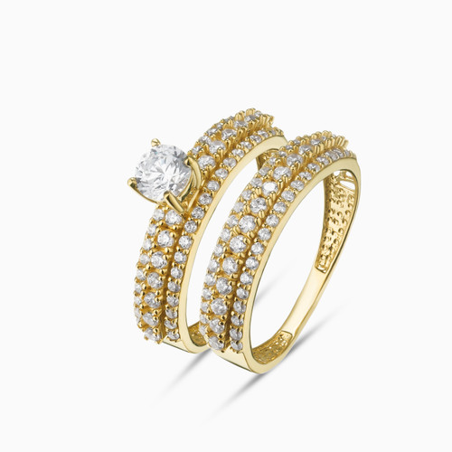 LGR1407 - Three Rows of Cubic Zirconia Pavé Twin Rings in 18K Gold - 21039180090-1.jpg