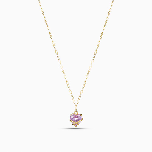 MLN1733 - Heart Purple Stone Necklace In 18K Gold - 111051800282401-1.jpg