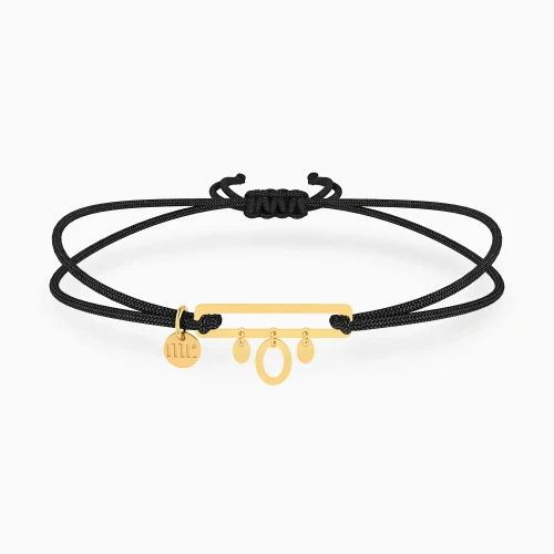 MLB979 -  RectangularOpen Frame Black Cord Bracelet in 9K Gold - 191101400152261-1.webp