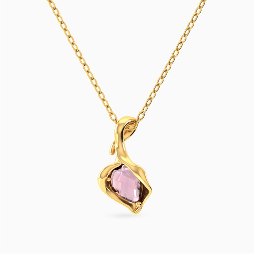 MLN2153 - Calla Lily Brown Stone Necklace in 9K Gold - 191051100242401-1.jpg