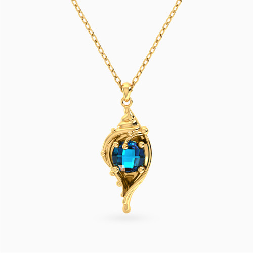 MLN2145 - Seashell Blue Stone Necklace in 9K Gold - 191051100292401-1.jpg