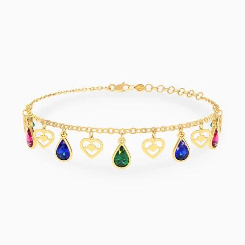 LGB803 - Hearts & Pear Colored Stones Anklet in 18K Gold - 113361400072251-1.webp