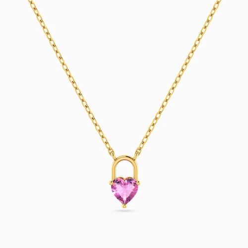 LIN1305 - Heart Rose Stone Necklace in 14K Gold - 102051801412401-1.webp