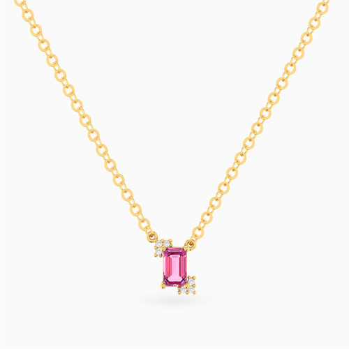 MLN2173 - Vertical Rectangular Pink Stone Diamond Necklace in 14K Gold - 171501100172451-1.jpg