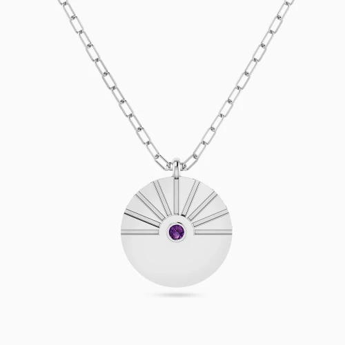 WN564 - Round Purple Stone Necklace in Silver - 167051100531451-1.webp