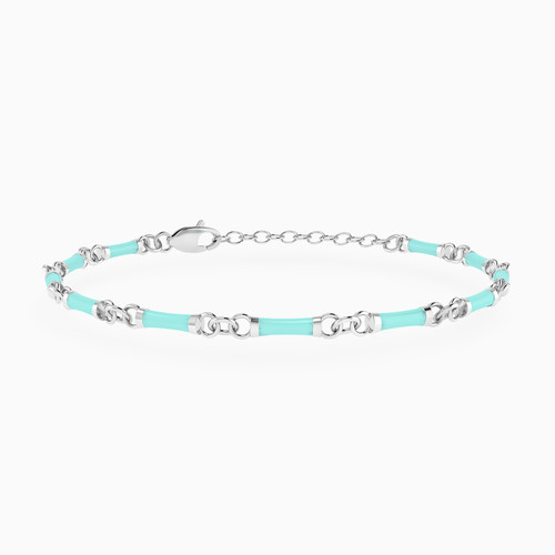 WB257 - Beaded Chain Bracelet Enamel Coated in Silver - 167100300031211-1.jpg