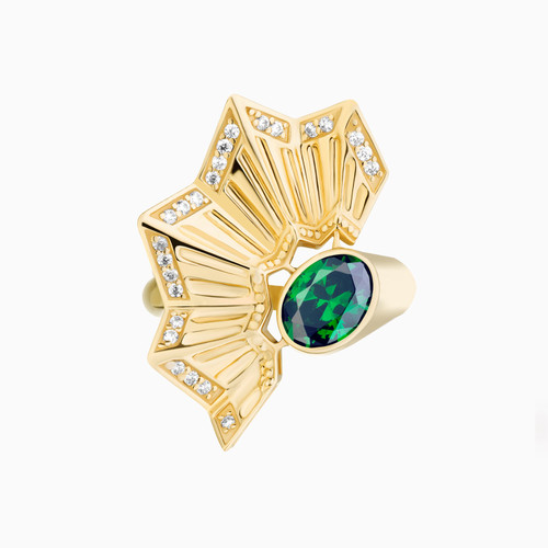 LGR1478 - Fan Inspired & Oval Green Stone Ring in 18K Gold - 113021105572181-1.jpg