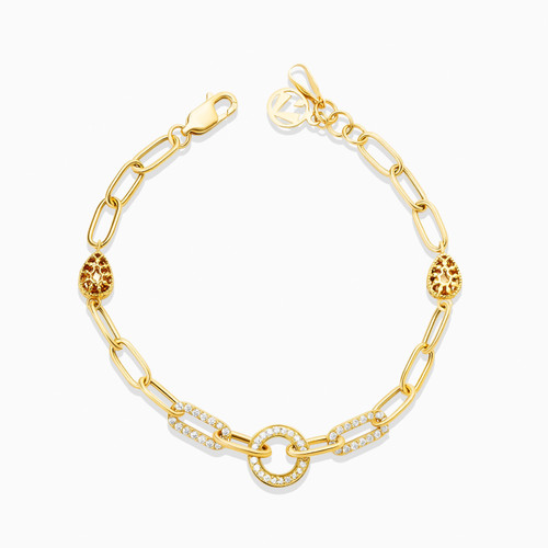 LGB757 - Open Circle Cubic Zirconia Paperclip Chain Bracelet in 18K Gold - 113101301192201-1.jpg