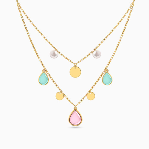 MLN767 - Pear Pearls & Colored Stones Layered Necklace in 18K Gold - 112051101232451-1.jpg