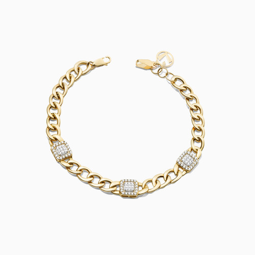 LGB819 - Three Squares Cubic Zirconia Chain Bracelet in 18K Gold - 113106501892201-1.jpg