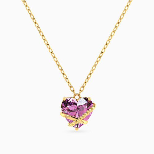 MLN2205 - Heart & Twisted Ribbon Pink Stone Necklace in 14K Gold - 101051801062401-1.jpg