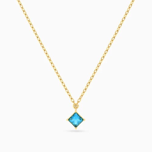MLN2246 - Tilted Square Aqua Blue Stone Pendant Necklace in 9K Gold - 191051100532401-1.webp