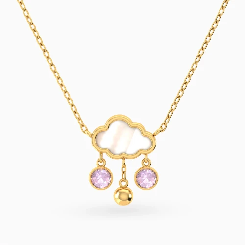 MLN2236 -  Kids Cloud Purple Stones Pearl Necklace in 14K Gold - 101051100862371-1.webp