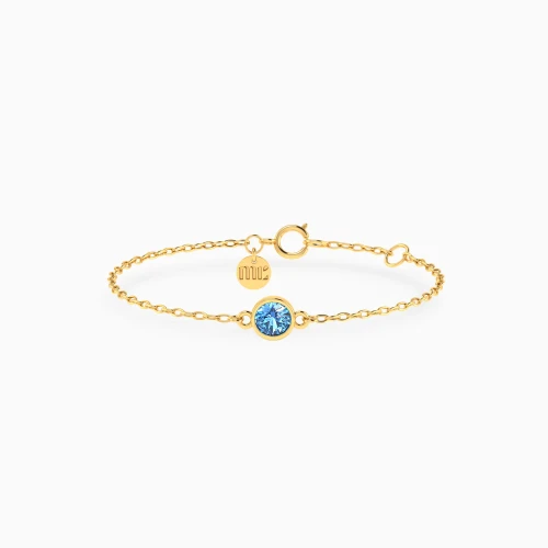 MLB1032 - Kids One Round Blue Stone Chain Bracelet in 14K Gold - 101101100642171-1.webp