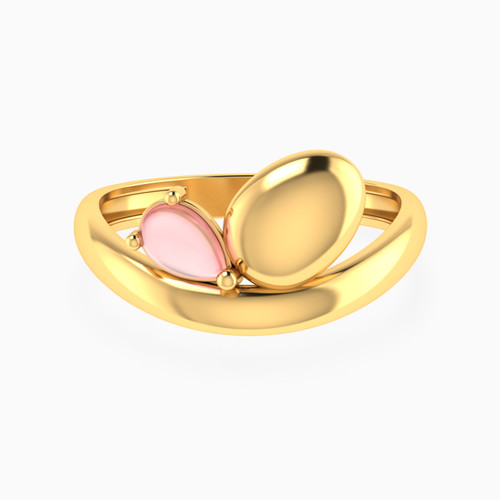WR517 - Oval Disc & Rose Stone Ring in Yellow Gold Plating - 167021100942151-1.jpg