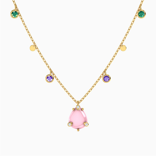 MLN770 - Pear Colored Stones Chain Necklace in 18K Gold - 112051101252451-1.jpg
