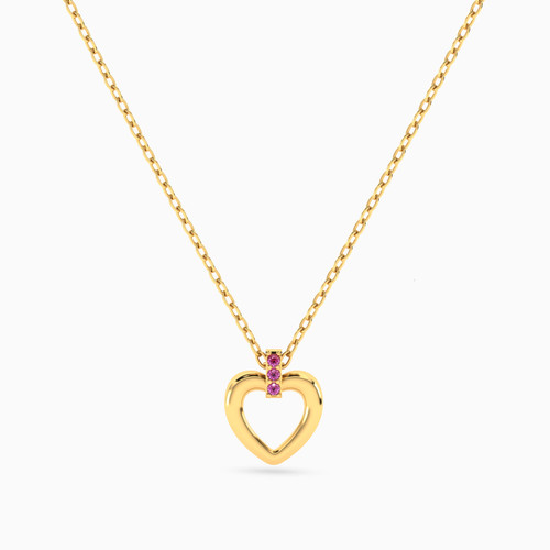 MLN869 - Heart Rose Stone Necklace in 14K Gold - 101051100142421 - 1.jpg