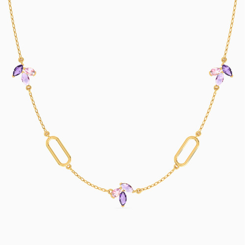 MLN936 - Marquise Purple Stone Chain Necklace in 18K Gold - 111051101462421 -1.jpg