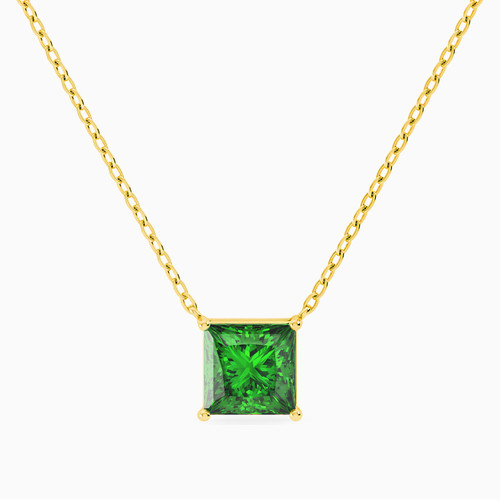 MLN57 - Square Green Stones Necklace In 18K Gold - 111051100422422-1.jpg