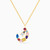 LIN124 - Letter Noon Colored Stones Necklace in 18K Gold - 112050301402451-1.jpg
