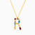 LIN101 - Letter R Colored Stones Necklace in 18K Gold - 112050301172451-2.jpg