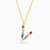LIN104 - Letter V Colored Stones Necklace in 18K Gold - 112050301202451-2.jpg