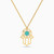 LIN837 - Hamsa Green Stones Necklace in 18K Gold - 112051400362451-1.jpg