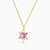 LIN921 - Flower Colored Stones Necklace in 14K Gold - 102051100152421-2.jpg