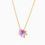 LIN917 - Flower Colored Stones Necklace in 14K Gold - 102051100112421-2.jpg