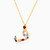 LIN119 - Letter Fa Colored Stones Necklace in 18K Gold - 112050301352451-2.jpg
