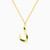 MLN623 - Letter Laam Green Stones Necklace in 18K Gold - 111050300332423-1.jpg
