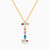 LIN973 - Letter I Colored Stones Necklace in 14K Gold - 102051100312451-1.jpg