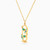 LIN1212 - Cartouche & Lotus Flower Green Stones Necklace in 14K Gold - 102051802102401-3.jpg
