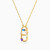 LIN1291 - Detailed Paperclip Frame Colored Stones Necklace in 14k Gold - 102051100644401-3.webp