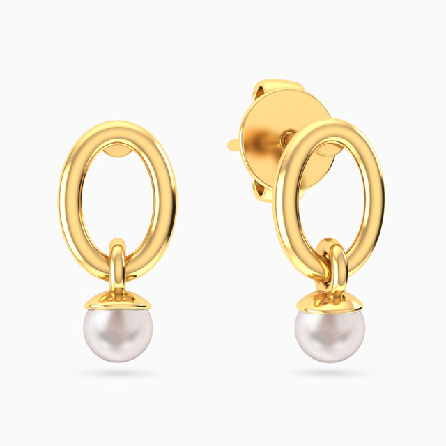 Pearl Stud Earrings In 18K Gold | Miss L' Egypt