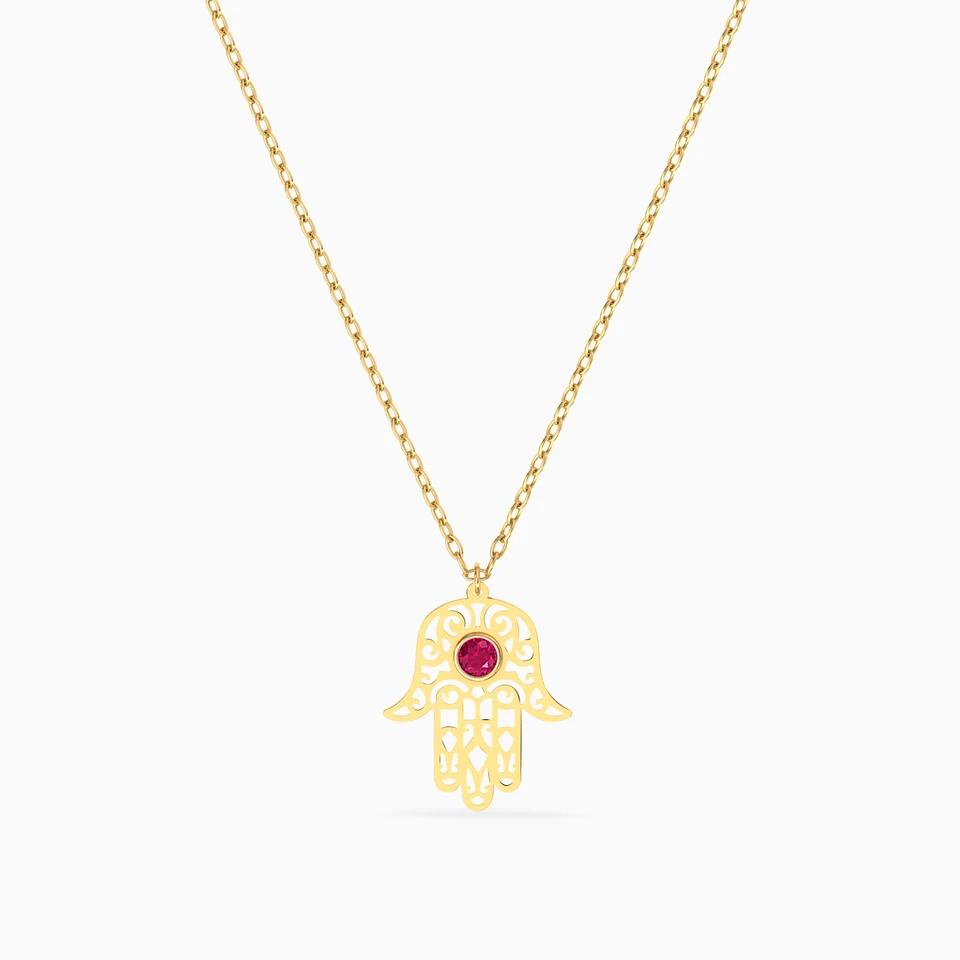Hamsa Red Stone Necklace in 18K Gold Hamsa Red Stone Necklace in 18K Gold