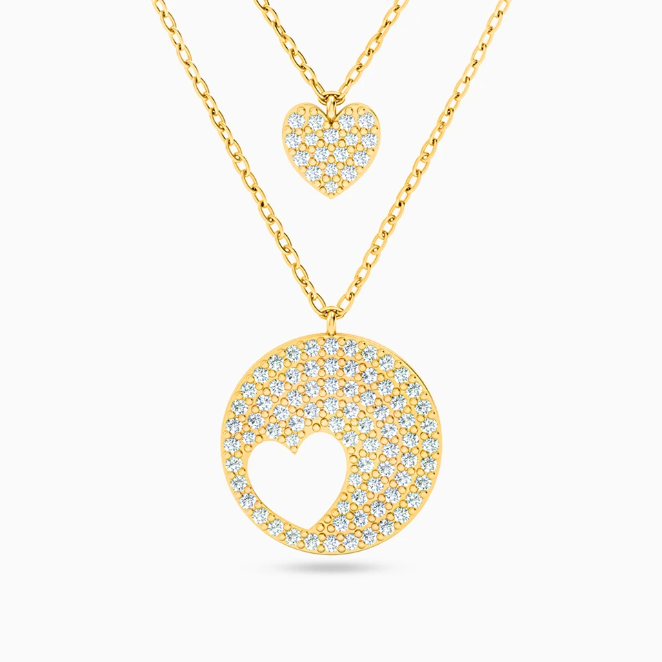 Heart Cubic Zirconia Layered Necklace in 18K Gold Heart Cubic Zirconia Layered Necklace in 18K Gold