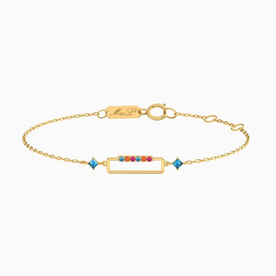 Rectangle Colored Stones Chain Bracelet in 18K Gold Rectangle Colored Stones Chain Bracelet in 18K Gold