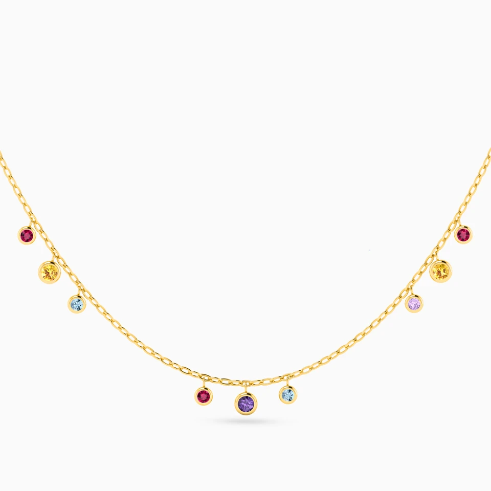 Colored Stones Chain Necklace in 18K Gold Colored Stones Chain Necklace in 18K Gold