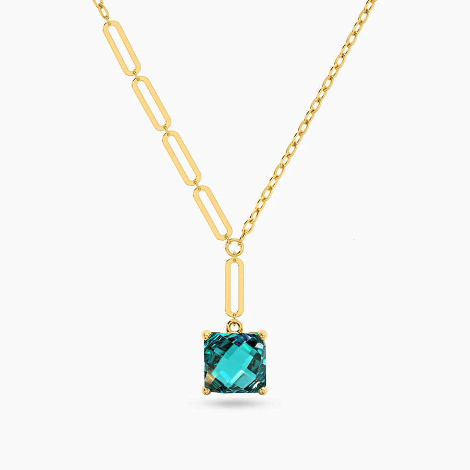 Square Colored Stones Necklace in 18K Gold Square Colored Stones Necklace in 18K Gold