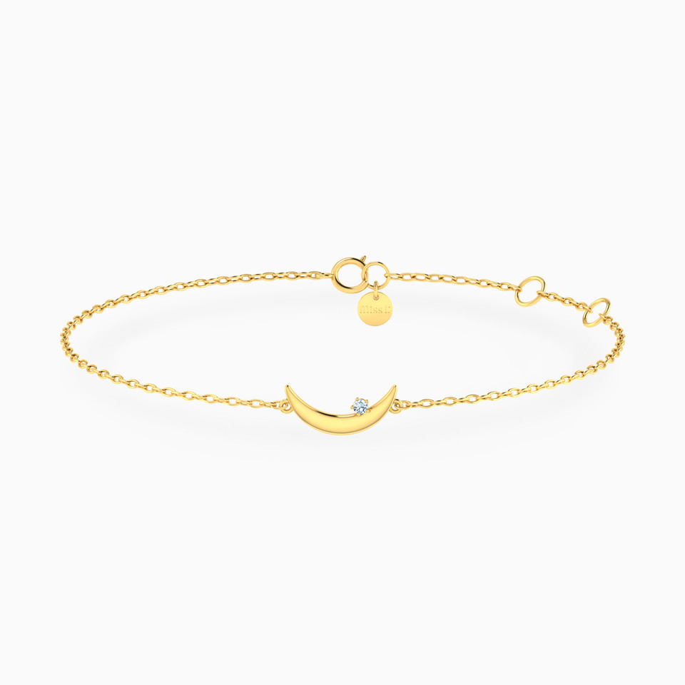 Crescent Colored Stones Chain Bracelet in 14K Gold Crescent Colored Stones Chain Bracelet in 14K Gold