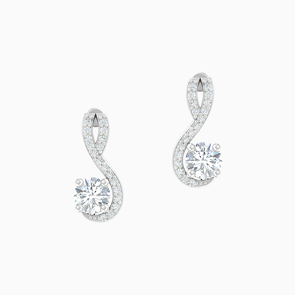 Swirl Diamond Drop Earrings in 18K Gold - 2 Swirl Diamond Drop Earrings in 18K Gold - 2