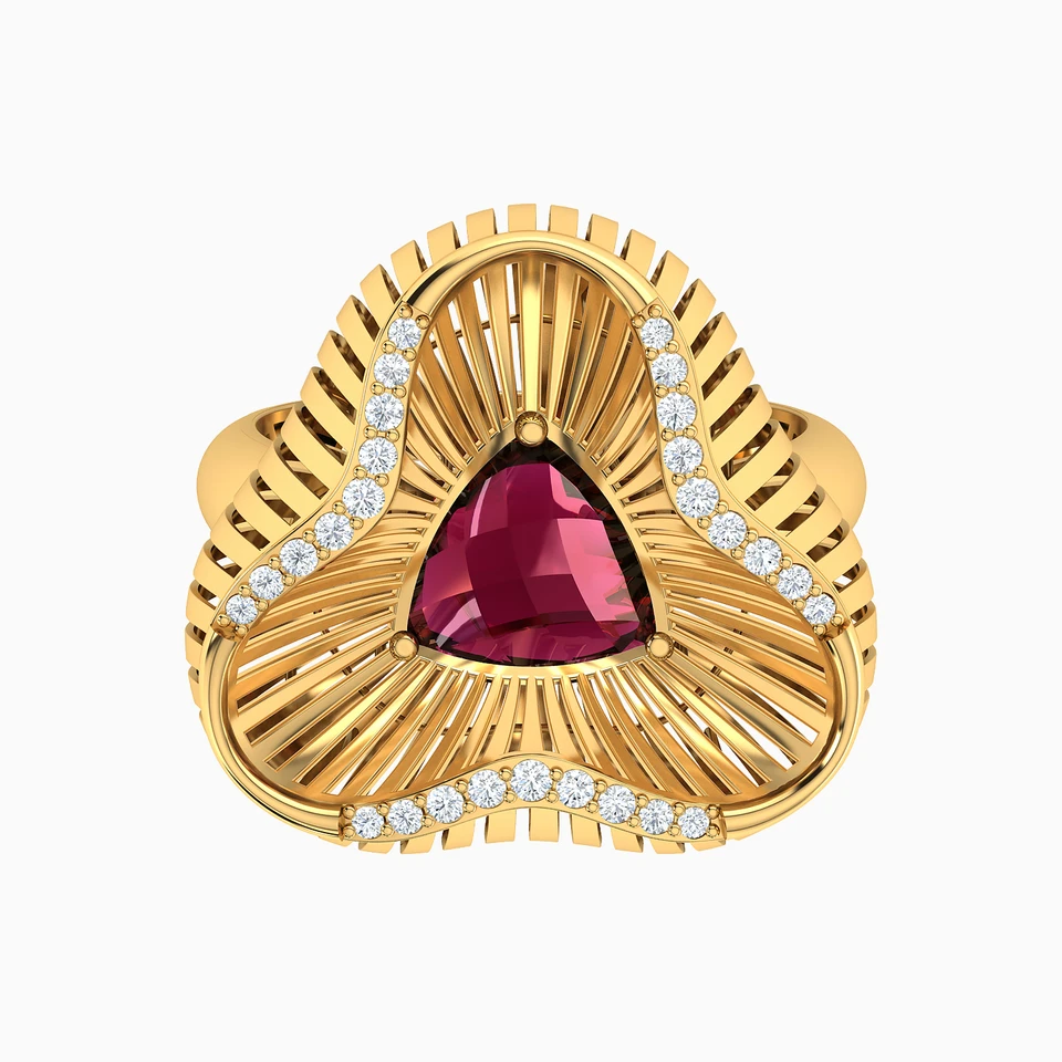 Triangle Red Stone Ring in 18K Gold Triangle Red Stone Ring in 18K Gold