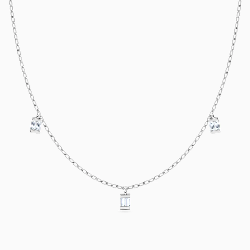 Square Diamond Charms Necklace in 18K Gold - 3 Square Diamond Charms Necklace in 18K Gold - 3