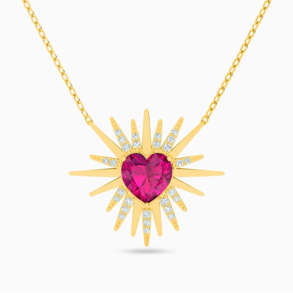 Heart Red Stone Necklace in 18K Gold Heart Red Stone Necklace in 18K Gold