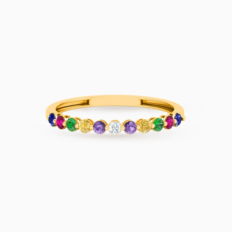 Circle Colored Stones Band Ring in 18K Gold Circle Colored Stones Band Ring in 18K Gold