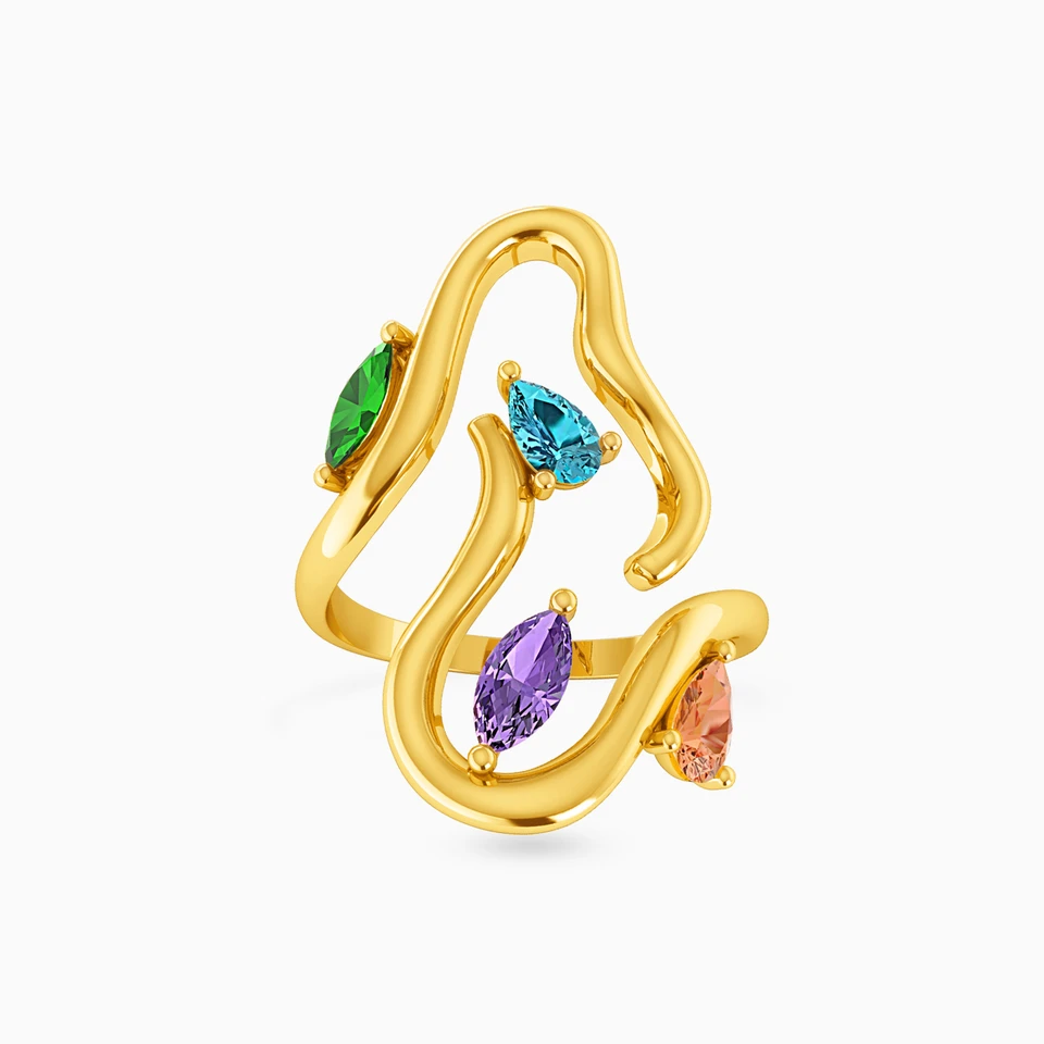 Multishaped Colored Stones Statement Ring in 18K Gold Multishaped Colored Stones Statement Ring in 18K Gold
