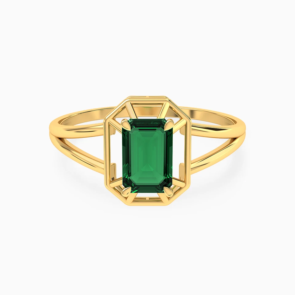 Baguette Green Stones Statement Ring in 14K Gold Baguette Green Stones Statement Ring in 14K Gold