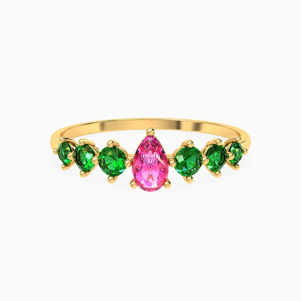 Pear Colored Stones Statement Ring in 14K Gold Pear Colored Stones Statement Ring in 14K Gold