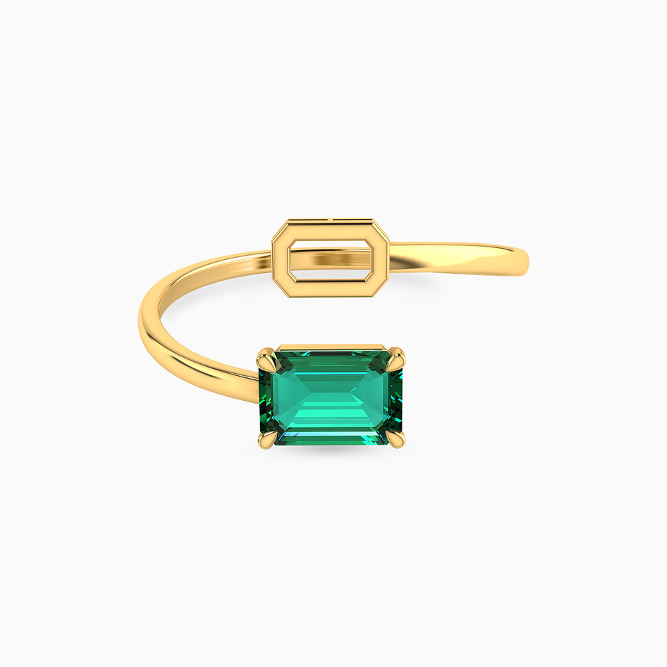 Baguette Green Stones Open Ring in 14K Gold Baguette Green Stones Open Ring in 14K Gold